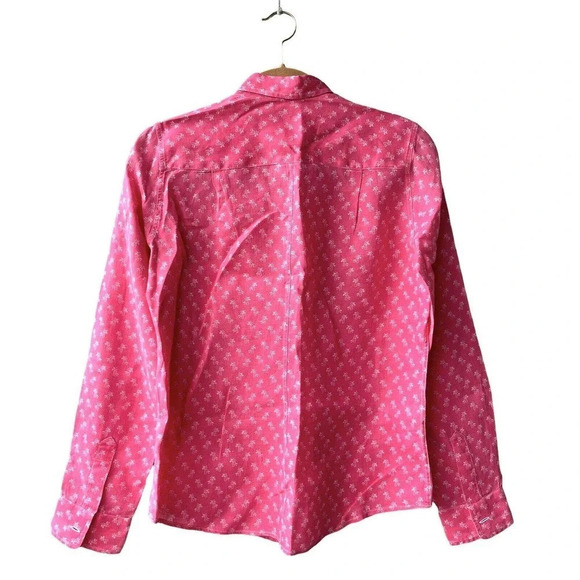 Frank & Eileen Barry Button-Front 100% Linen Shirt Women’s Size S Pink Floral - Picture 3 of 4